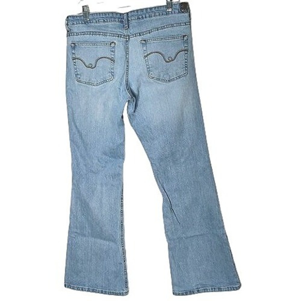 Y2K L.E.I. Ashley Flare Jeans Women Size 13 Light Wash Ultra Low Rise Stretch